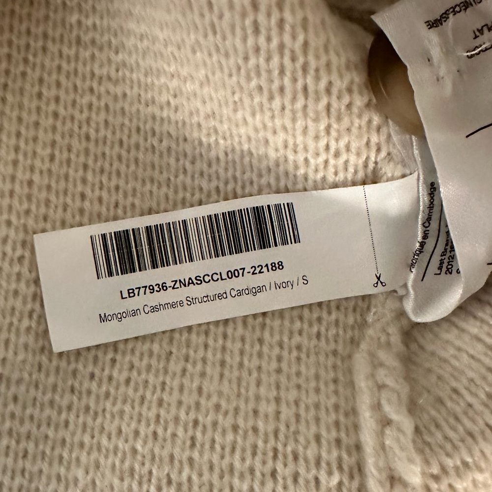 Quince Mongolian Cashmere Structured Crewneck Bell Sleeve Cardigan Cream Size S - Picture 4 of 5
